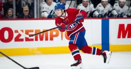Caufield Reaches 50-Goal Mark, First for Canadiens in 36 Years