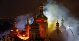 Russian Missile Barrage Engulfs Kyiv's Historic Monastery Cathedral